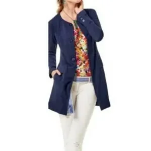 CAbi Jackets Coats Cabi Lido Navy Blue Button Front Jacket Style 593 Size S Poshmark